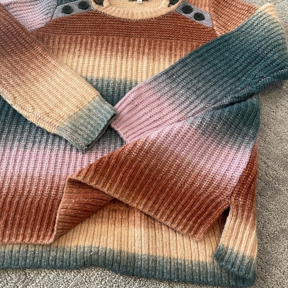Madewell Space-Dyed Button Shoulder Crew Neck Knit Sweater, Multicolored, Small - Picture 12 of 16